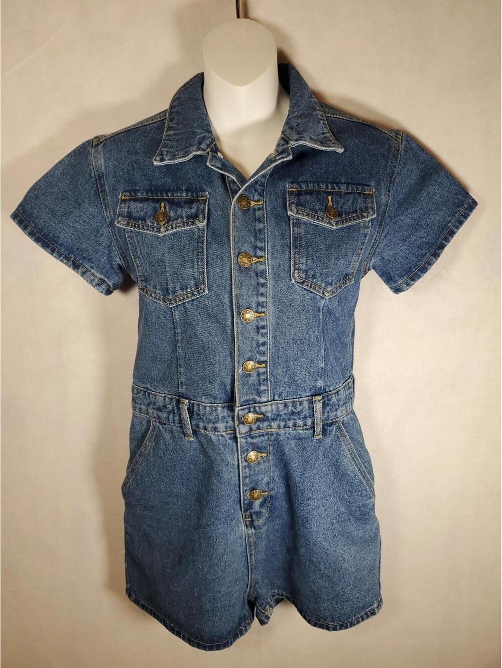 Lioness You Know What’s Up Denim Romper Size Small Western Revolve Concert NWT